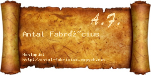 Antal Fabrícius névjegykártya